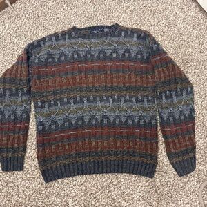 Vintage Northern Isles Hand-Knit Sweater XXL – Multicolor Earth Tone Pattern